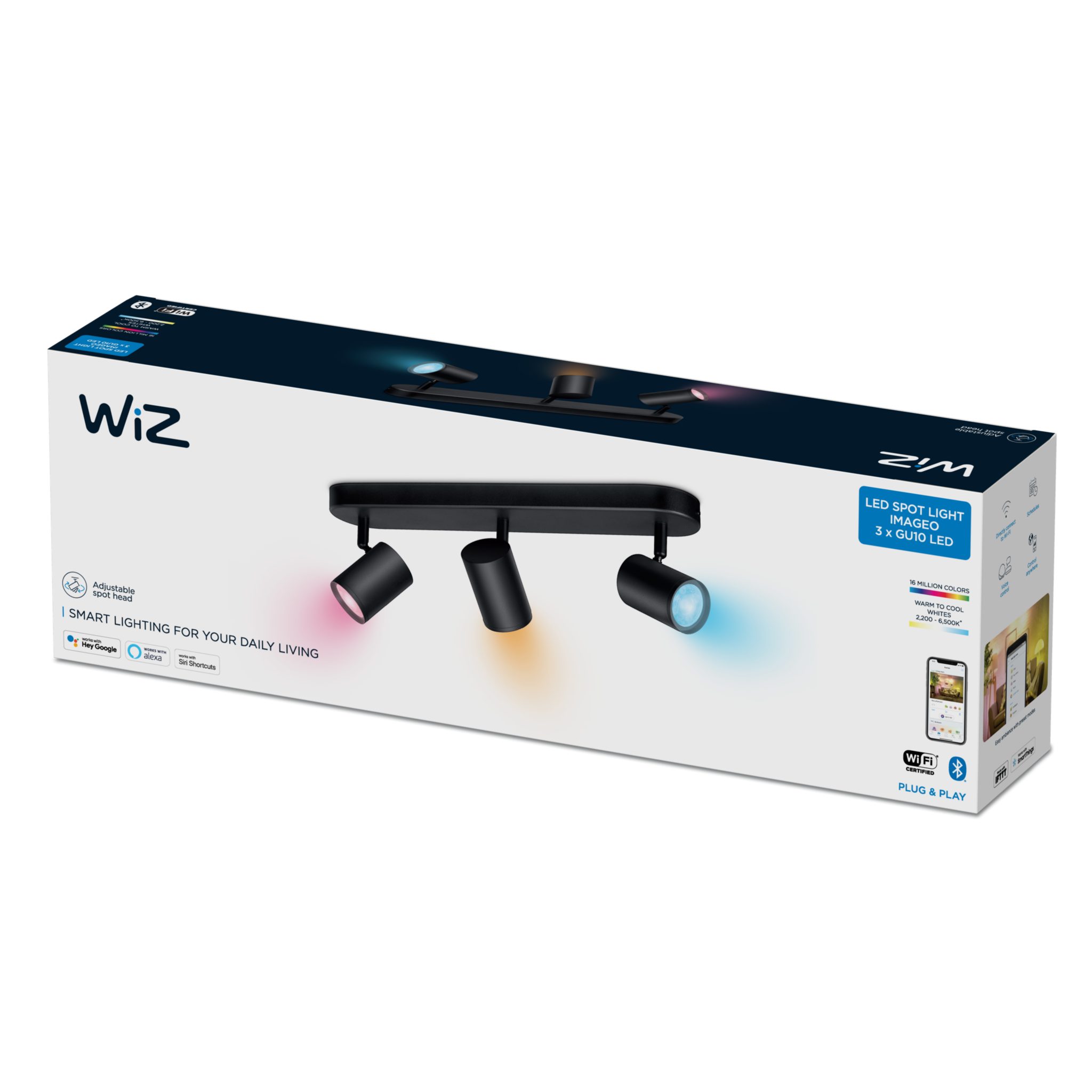 Kohdevalaisin Wiz Imageo Triple GU10, RGBW, Musta | Alk. 99,90 €