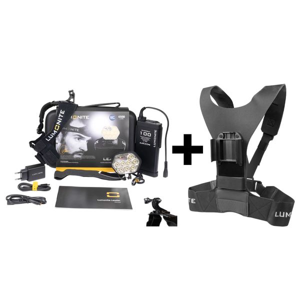 Sykkehjelmlykt LUMONITE Leader - 6838 lm / Oppladbar, Grunnpakke + Batterisele