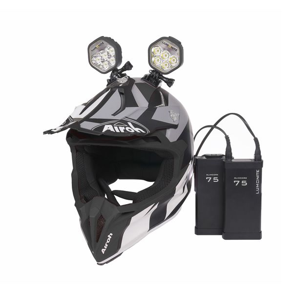 Enduro Hjälmpaket LUMONITE Navigator2 - 4195 lm / Laddbar, 2 x Lampa & batteri + GoPro-fäste (8390 lm)