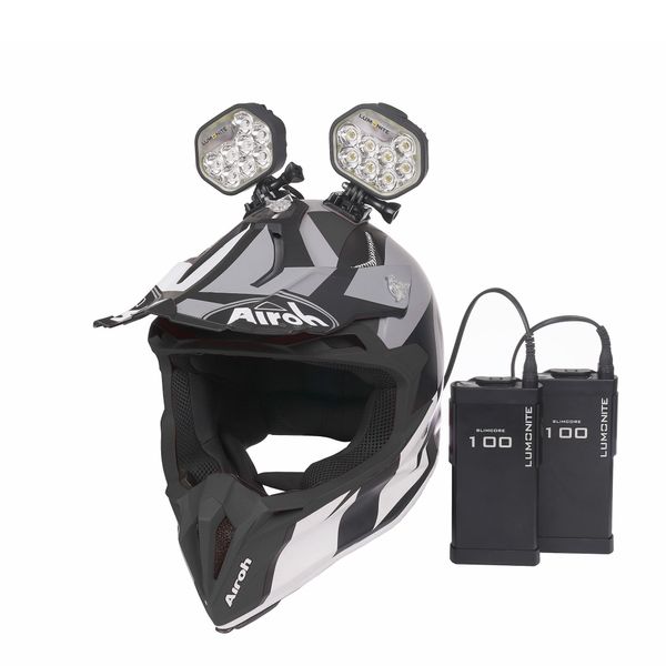 Enduro Hjälmpaket LUMONITE Leader - 6838 lm / Laddbar, 2 x Lampa & batteri + GoPro-fäste (13676 lm)
