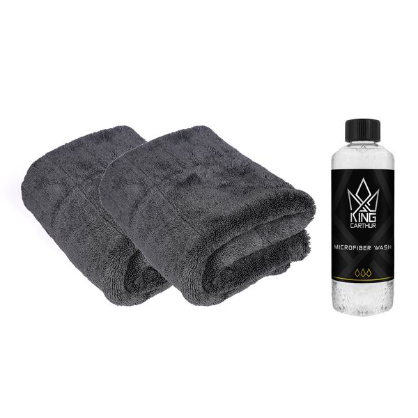 Kuivausliina King Carthur Black Diamond - 70×50 cm / 1800 g/m² / Mikrokuitu, 2 kpl + Mikrokuituliinojen pesuaine