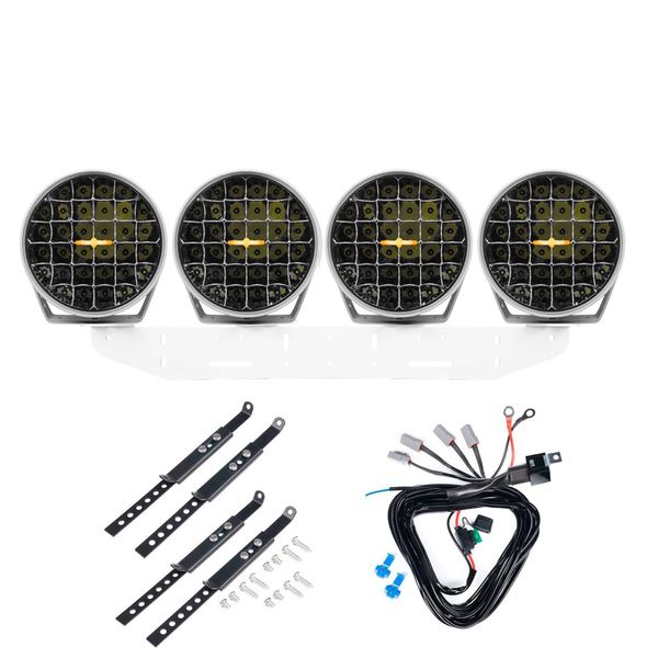 Auxiliary light PURELUX 9110 DRL White - Round / 23 cm / 175W / Ref. 50, 4 pcs - Complete set afbeelding 1
