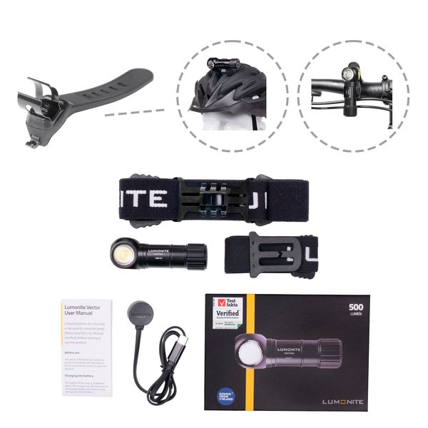 Sykkellykt LUMONITE Vector V2 - 500 lm / Oppladbar, New