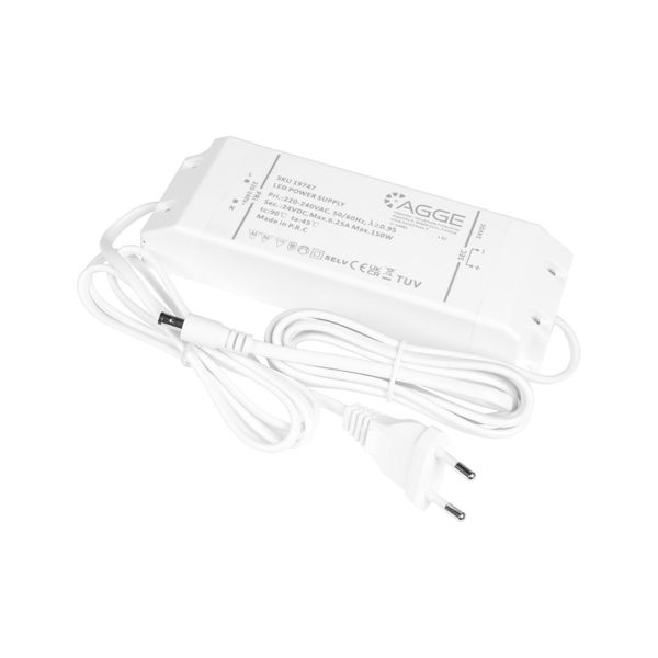 LED strip transformer AGGE 24V, IP20, Max power 150W afbeelding 1