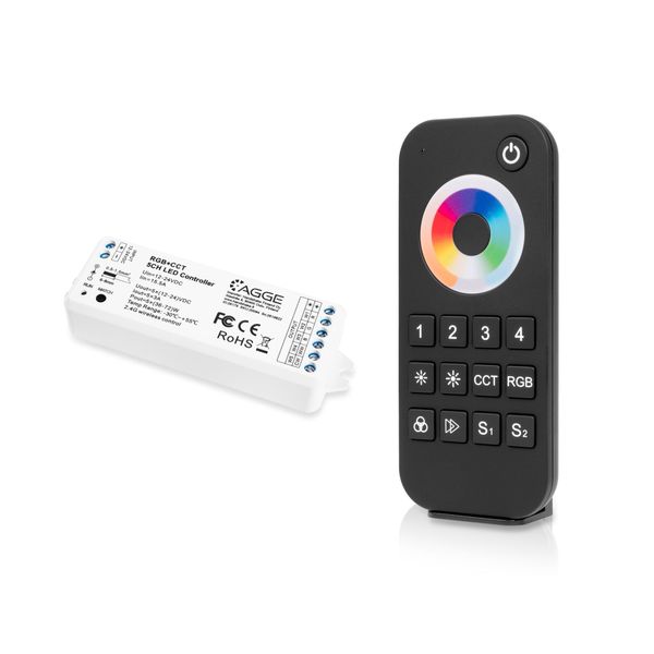 LED strip remote control AGGE RGB+CCT Touch Wheel, RF 2.4 GHz, Remote control + Control unit afbeelding 1
