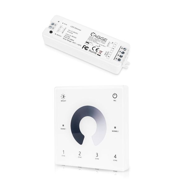 Fjärrkontroll för LED-list AGGE Dimming Wall Mount Touch Panel 4-zones, RF 2.4 GHz, Fjärrkontroll + Drivdon