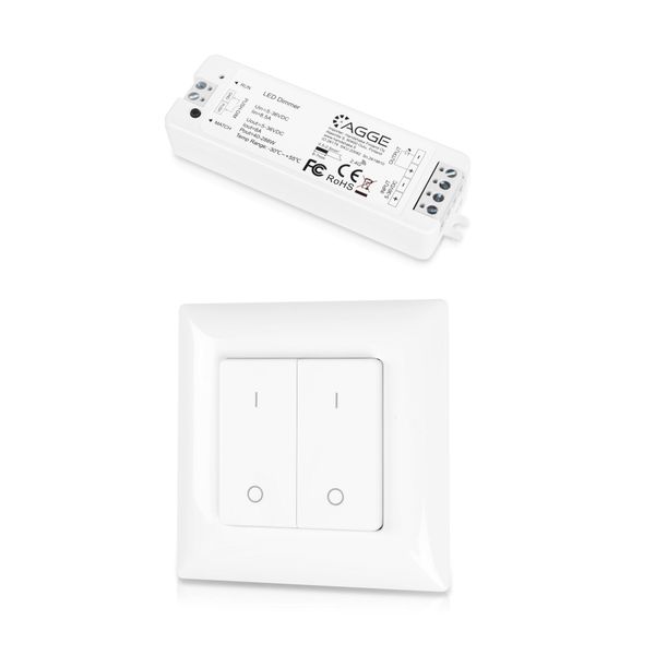 LED strip remote control AGGE Dimming 4-key Panel, RF 2.4GHz, Remote control + Control unit afbeelding 1