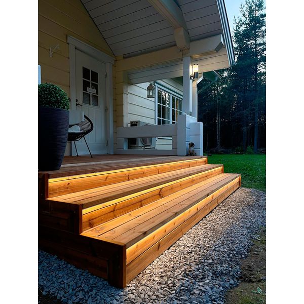 LED-listpaket Terrassbelysning AGGE (Vinklad profil), 5 m / 3000K / 10 W/m