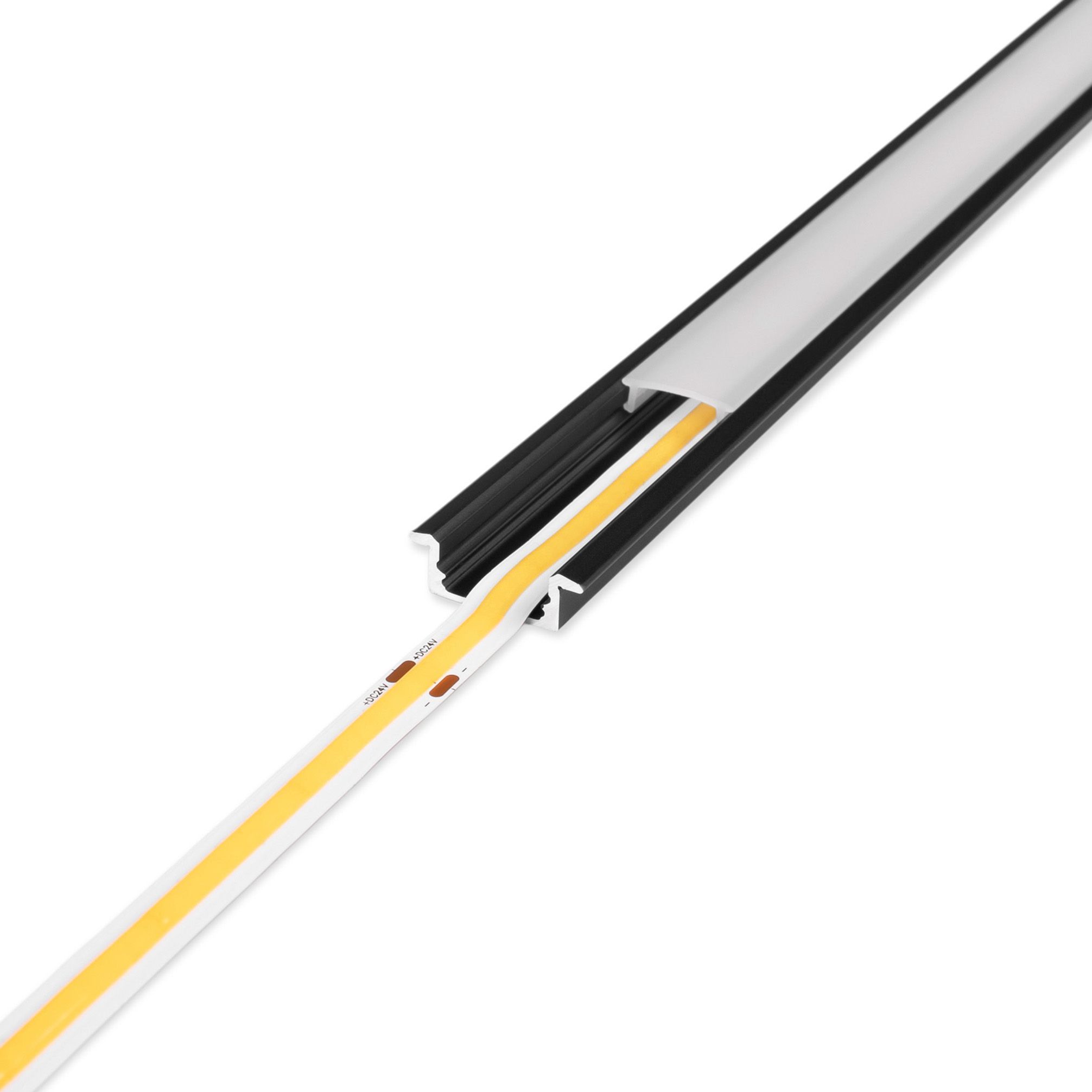 Led strip profile AGGE Recessed, recessed, Black (200 cm) afbeelding