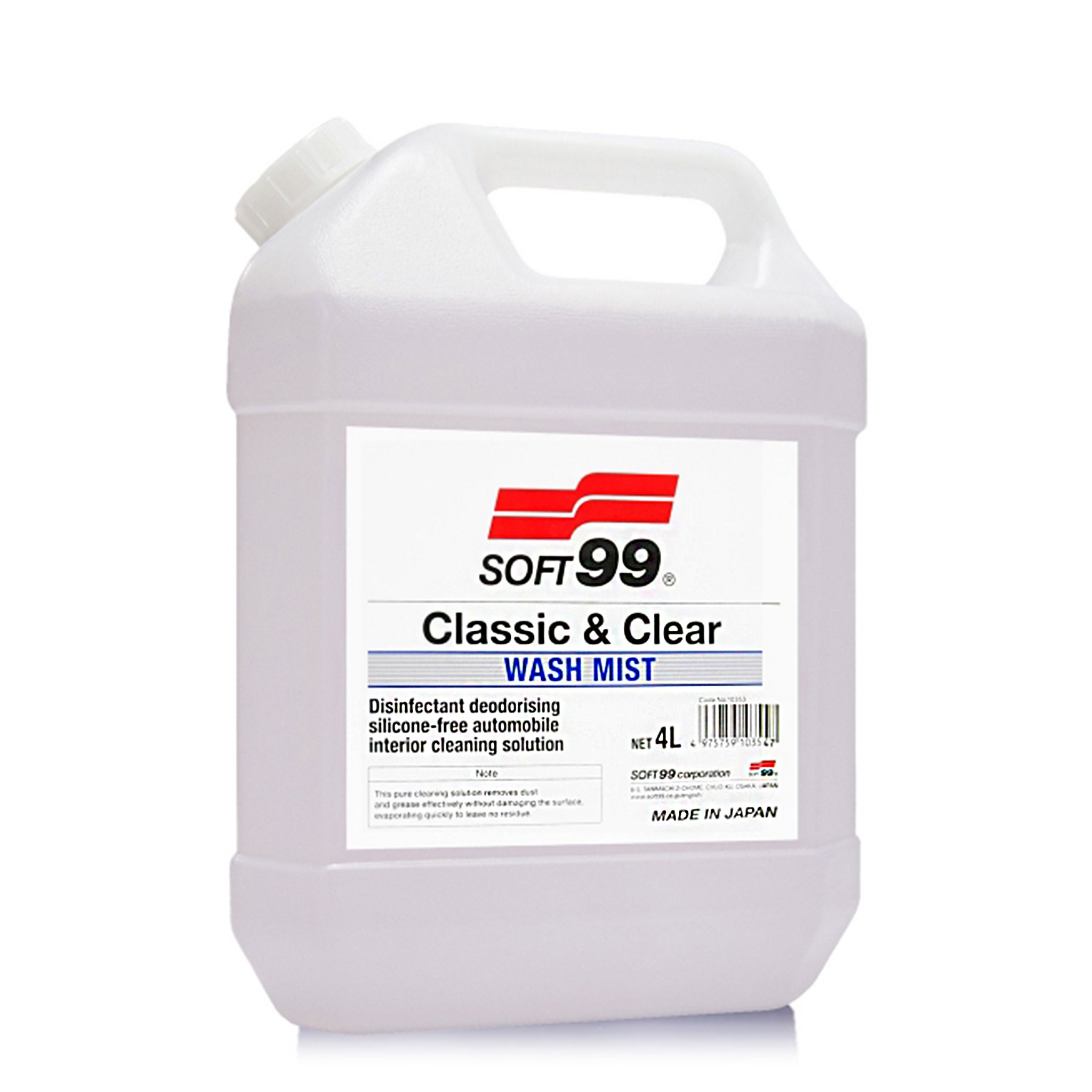 Interiørrengjøring Soft99 Wash Mist, 4000 ml / Kanne