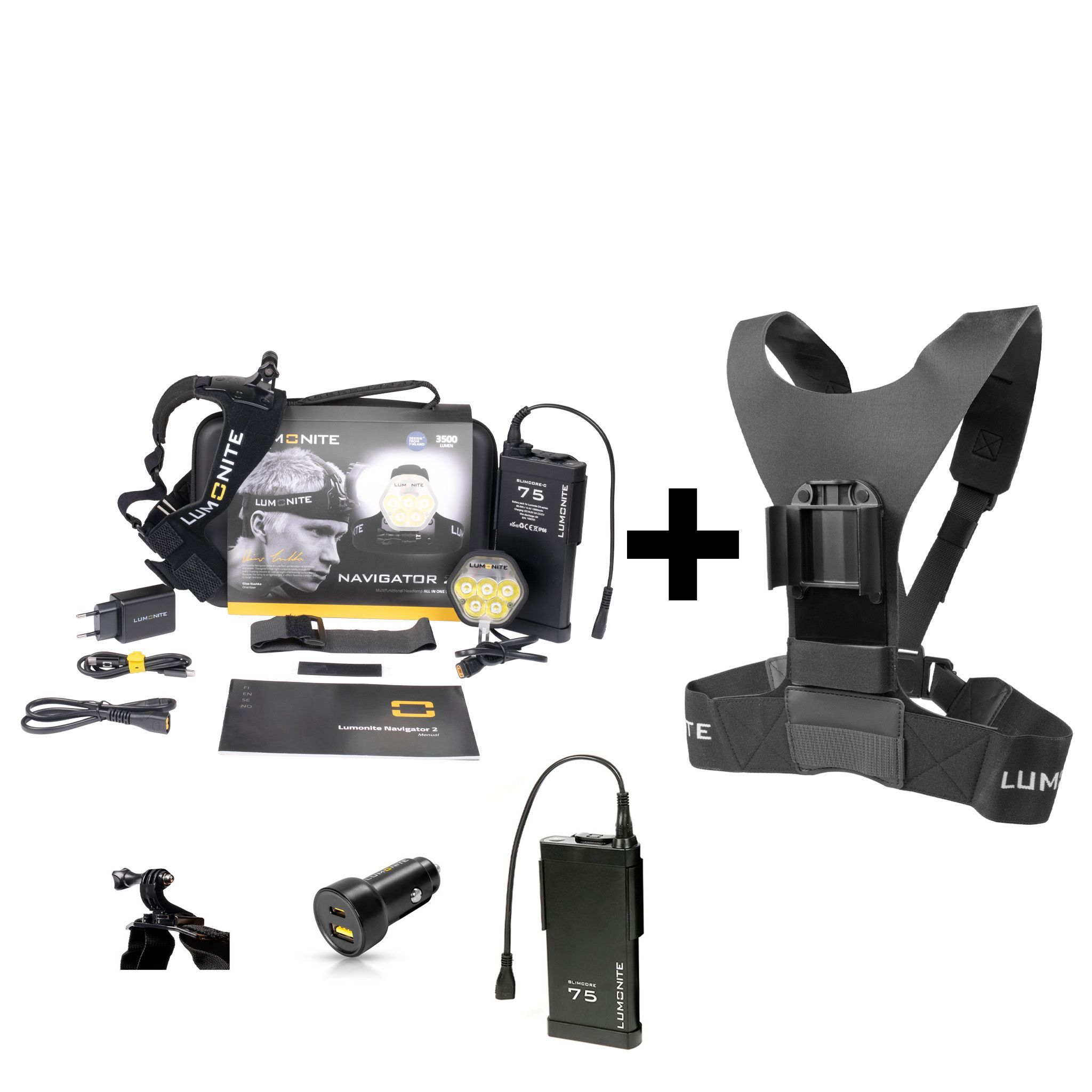 Pannlampa LUMONITE Navigator (v.2) - 4195 lm / Laddbar, PREMIUM-paket