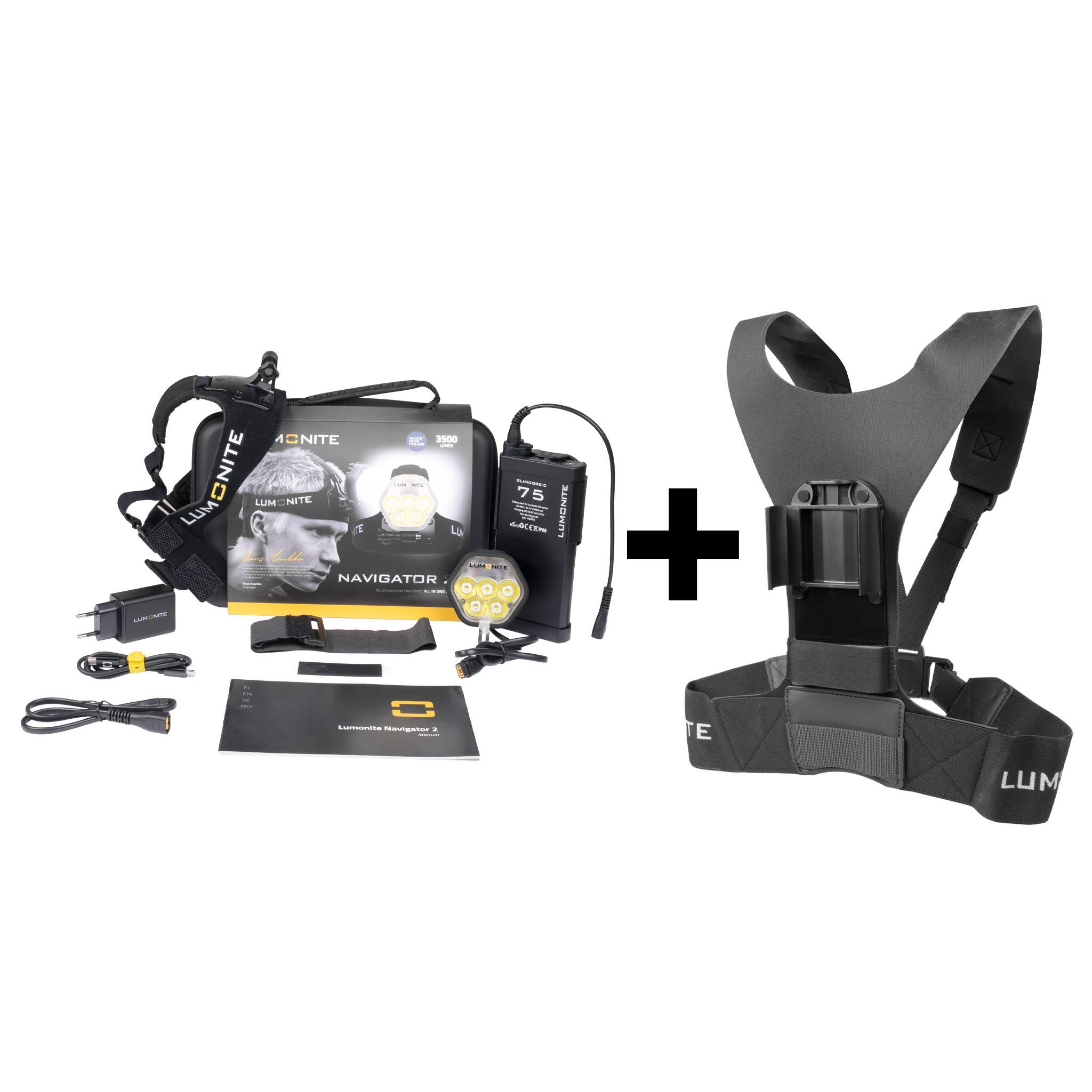 Pannlampa LUMONITE Navigator (v.2) - 4195 lm / Laddbar, Grundpaket + batterisele