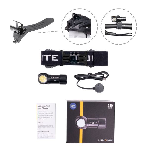 Sykkellykt LUMONITE Pixel V2 - 250 lm / Oppladbar