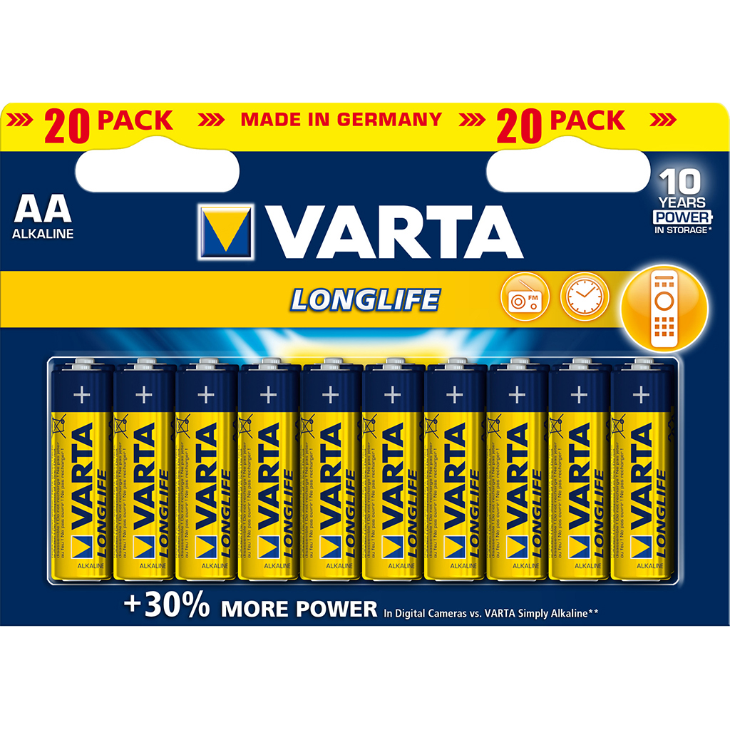 AA-batteri VARTA Long Life, 20 st