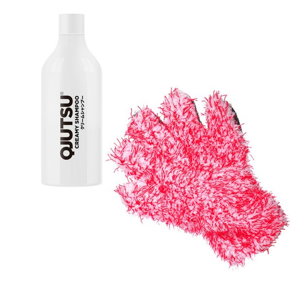 Autoshampoo Soft99 Qjutsu Creamy Shampoo - Neutraali, 750 ml, Shampoo + Car5 5Finger Wash Mitt