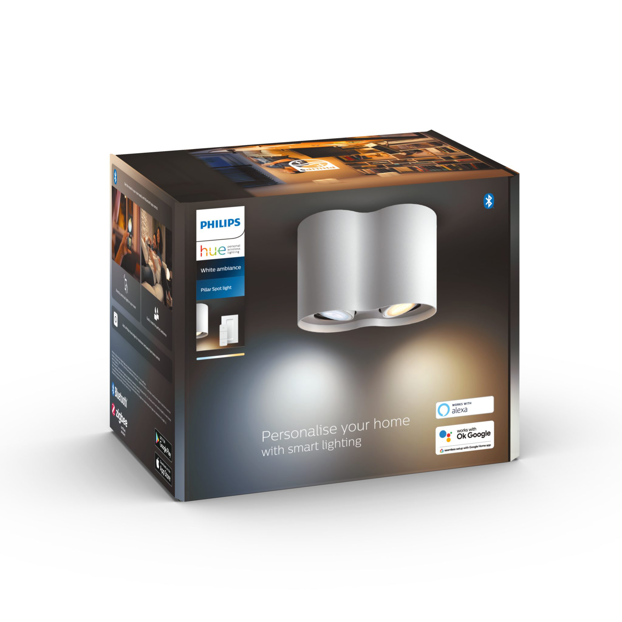 Kattovalaisin Philips Hue Pillar Double, GU10, Valkoinen | Alk. 159,90 €