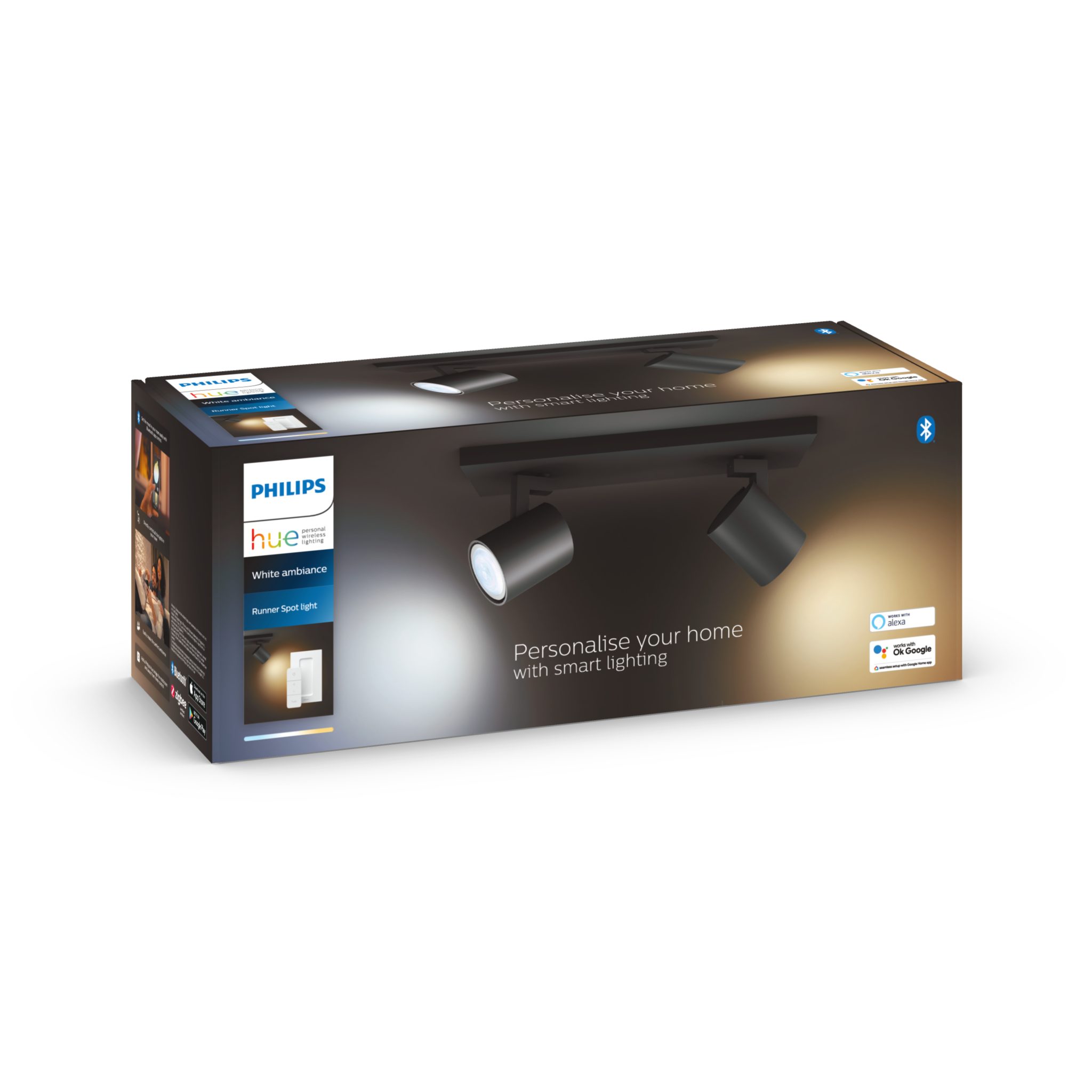 Kattovalaisin Philips Hue Runner Double, GU10, Musta | Alk. 148,90 €