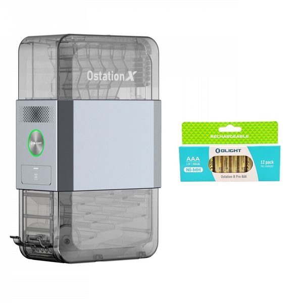 AAA-Laddstation OLIGHT Ostation X AAA - 36 x AAA, Laddstation + 12 st Olight AAA-batterier