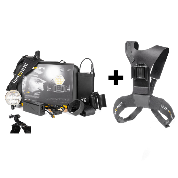 Bicycle helmet lamp LUMONITE Navigator2 - 4195 lm / Rechargeable, Basic set + Battery vest afbeelding 1
