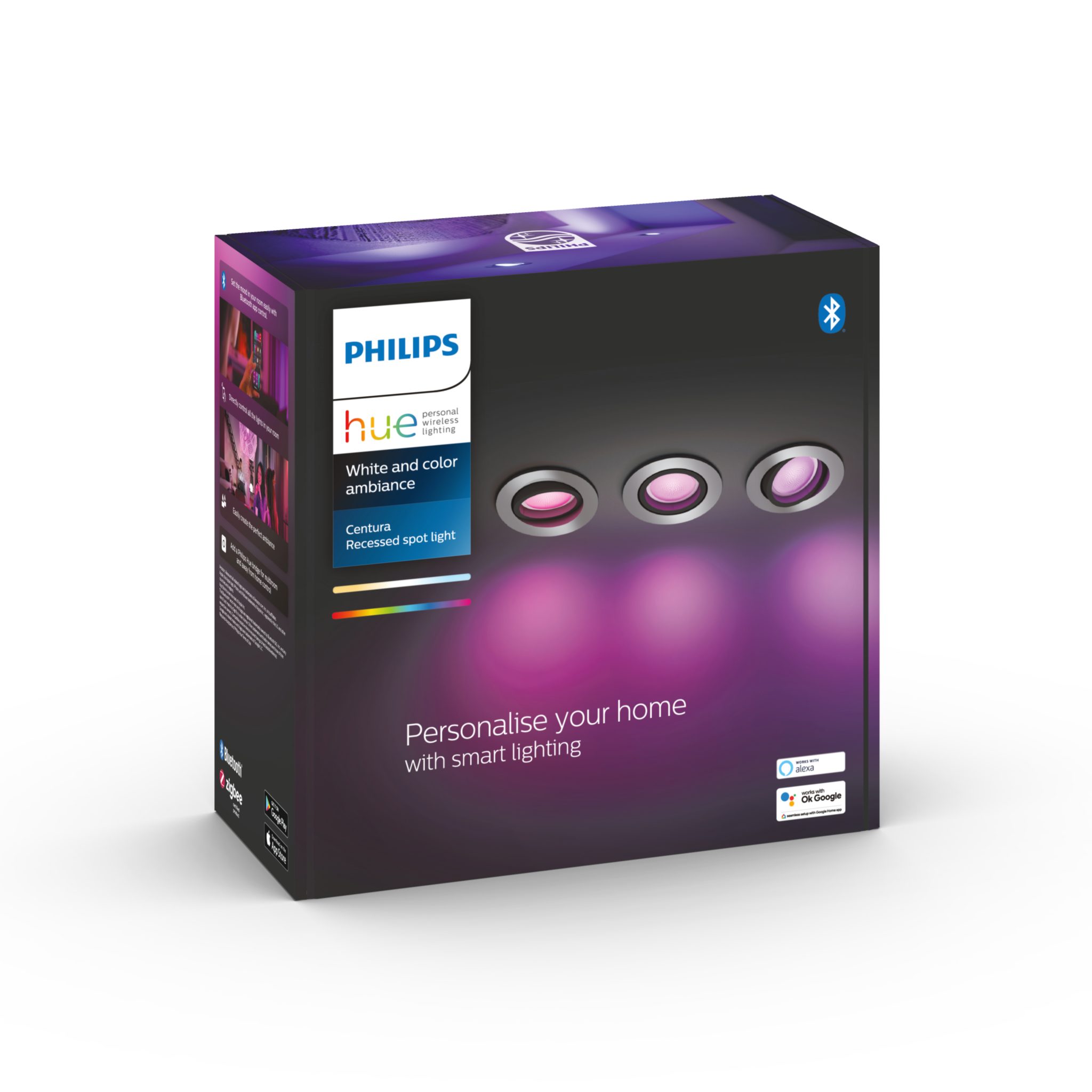 Alasvalo Philips Hue Centura Round WCA, 5.7W, 350 lm, 3 kpl / Alumiini