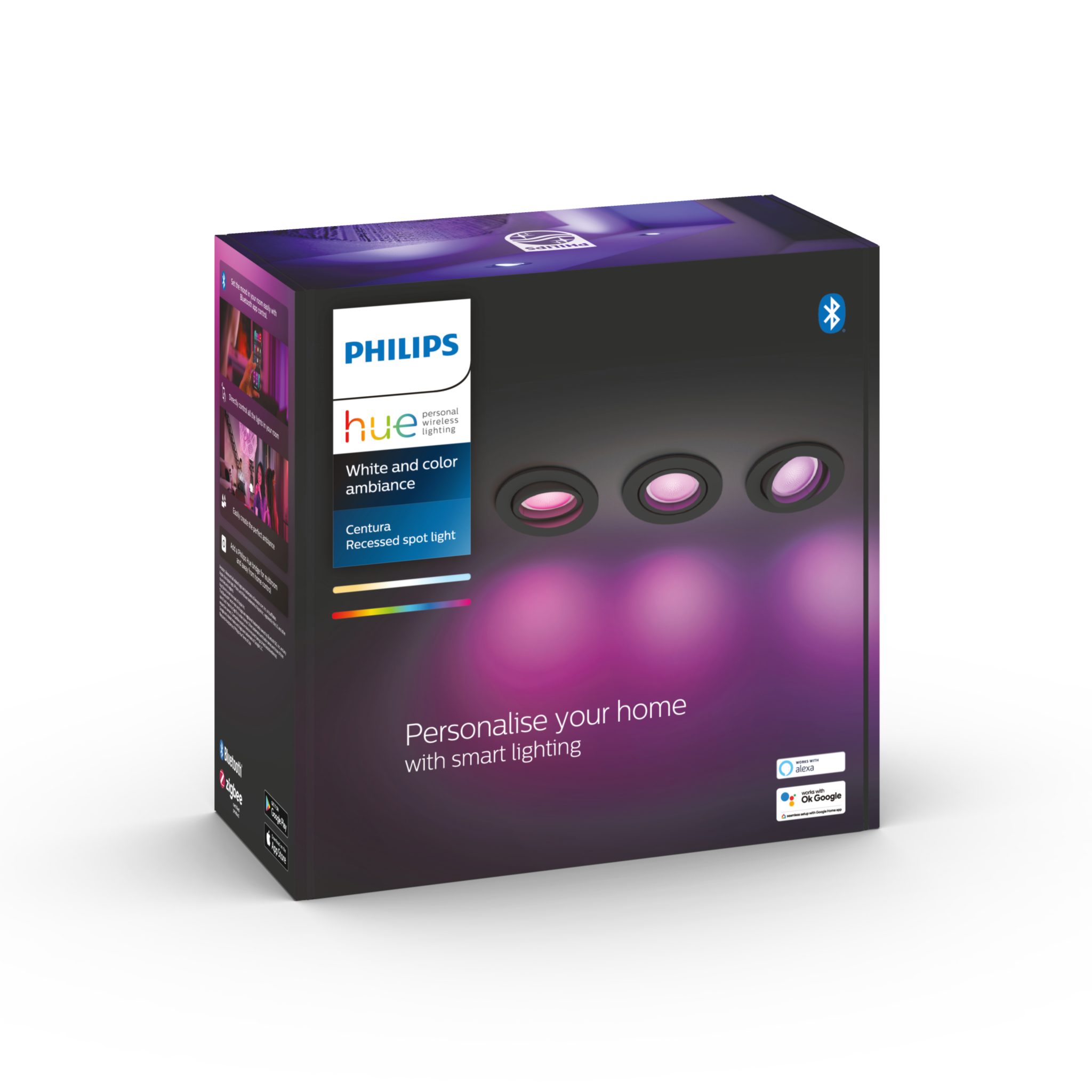 Alasvalo Philips Hue Centura Round WCA, 5.7W, 350 lm, 3 kpl / Musta | Alk. 188,90 €