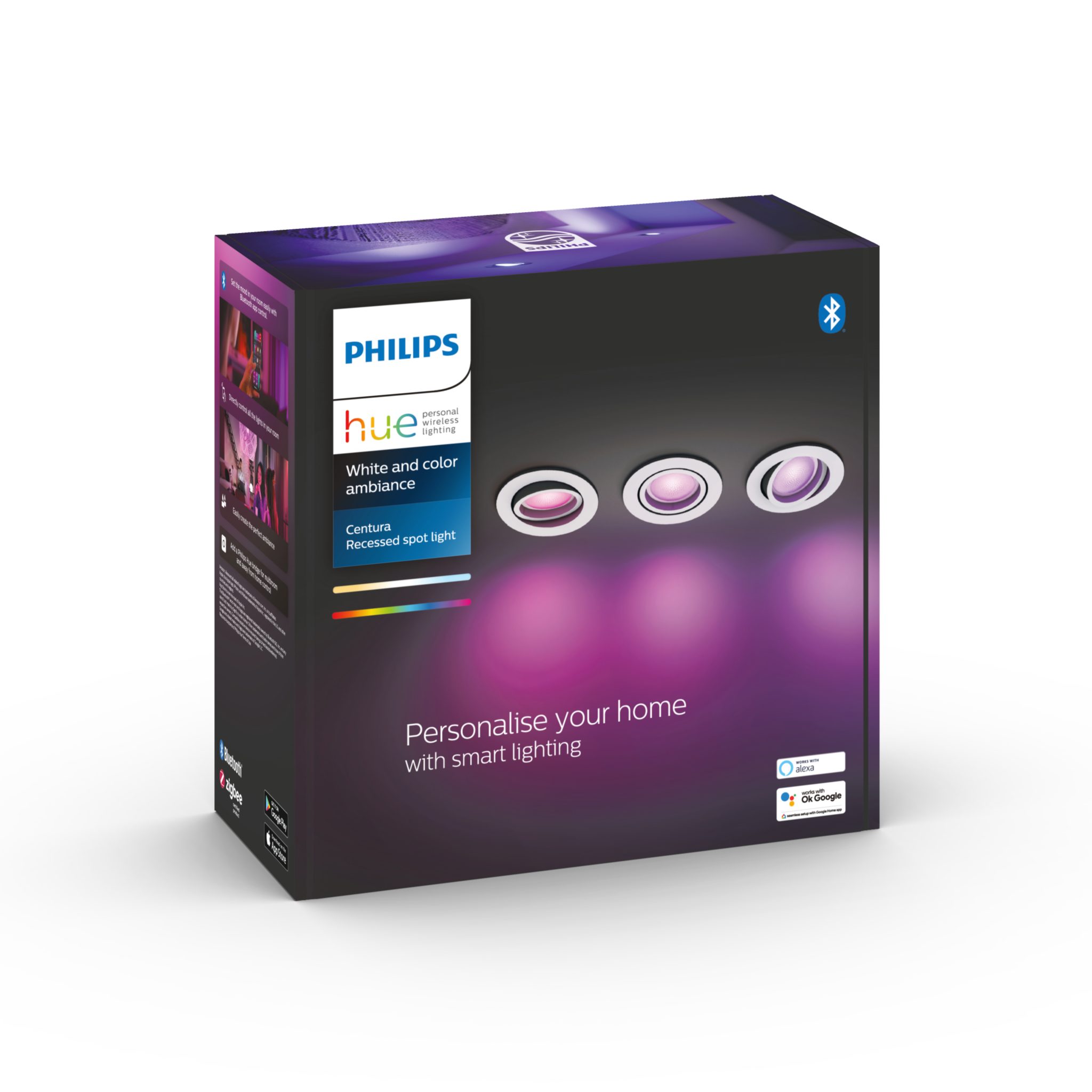 Alasvalo Philips Hue Centura Round WCA, 5.7W, 350 lm, 3 kpl / Valkoinen