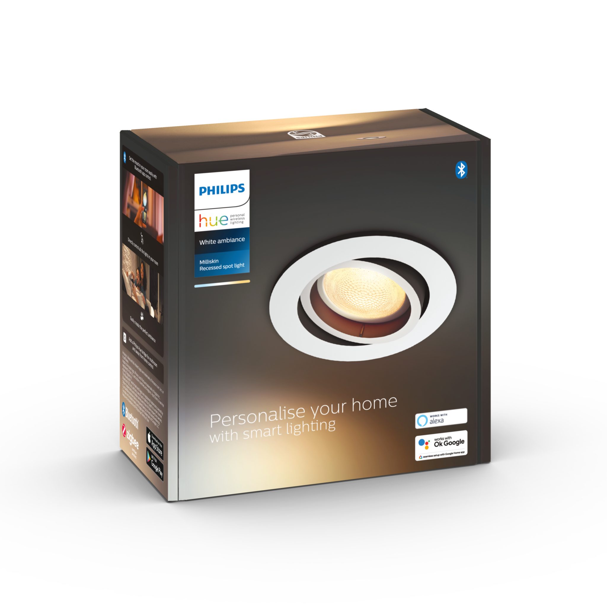 Alasvalo Philips Hue Milliskin Round 5W, 350 lm, 1 kpl / Valkoinen