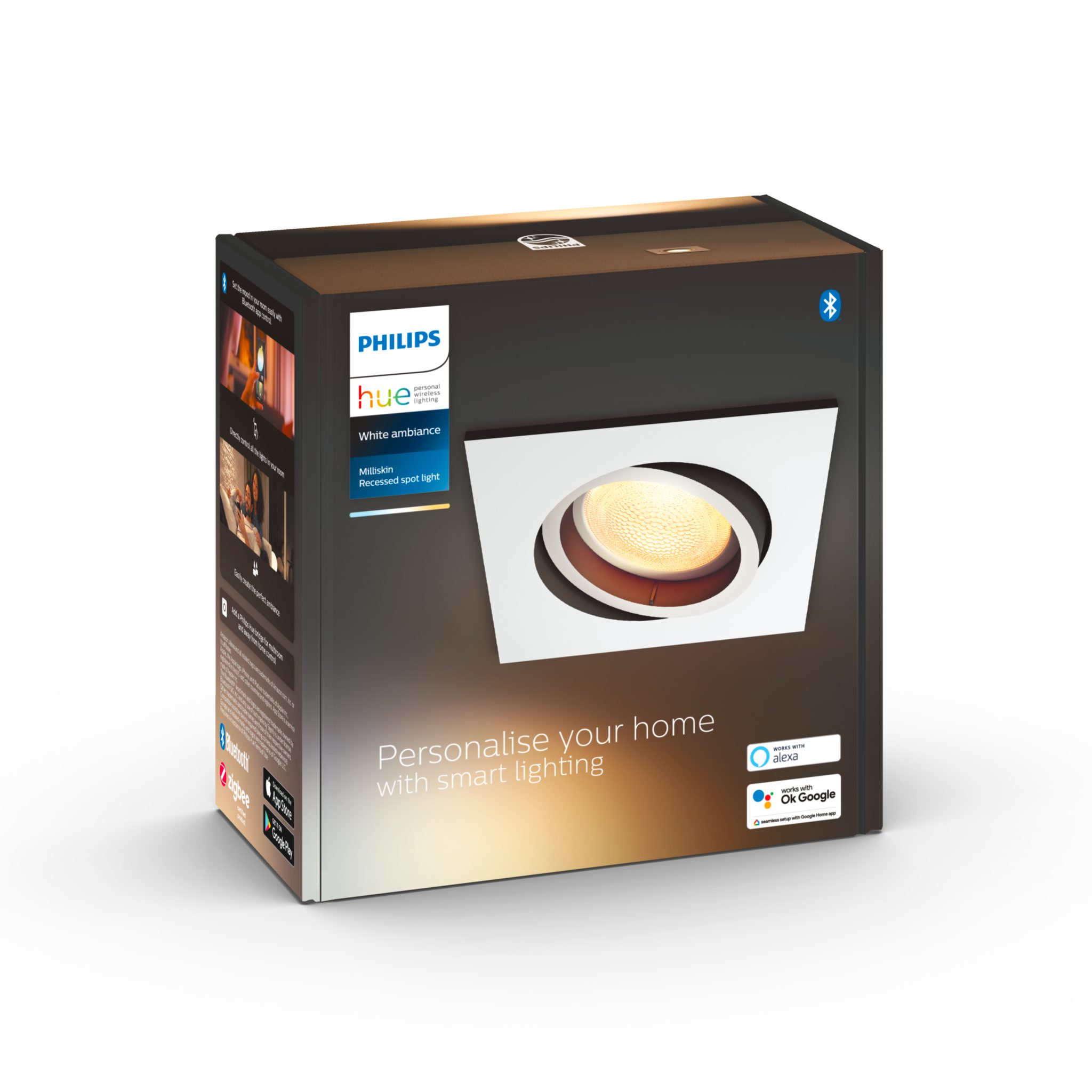 Alasvalo Philips Hue Milliskin Square 5W, 350 lm, 1 kpl / Valkoinen | Alk. 42,90 €