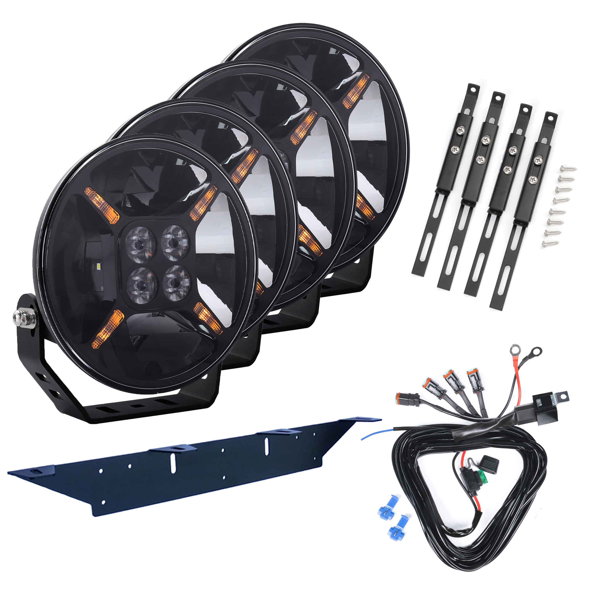 Extraljus Purelux Road 760 TIR - Runda / 18 cm / 60W, 4 st - Komplett paket