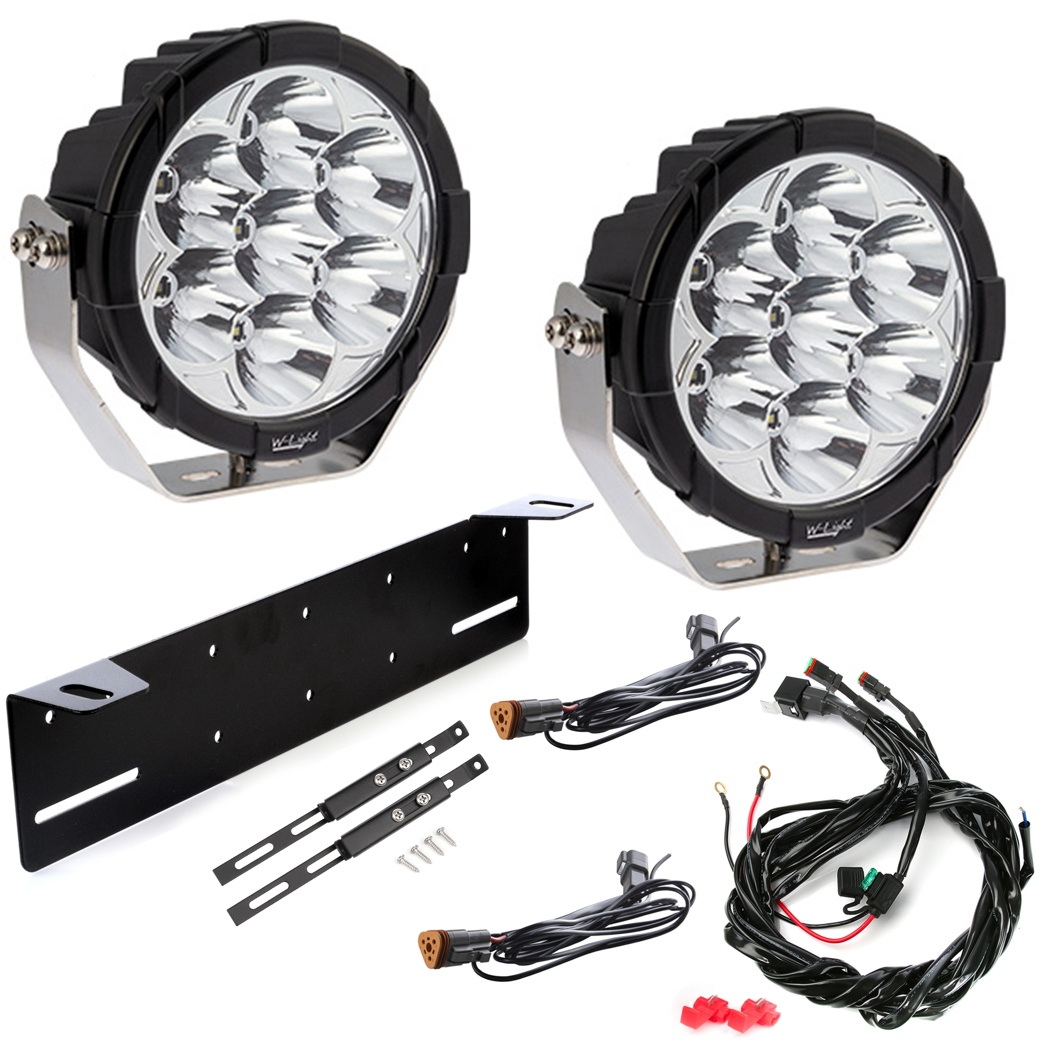 Extraljus W-Light Booster 7 - Runda / 18 cm / 70W, 2st - Komplett Paket