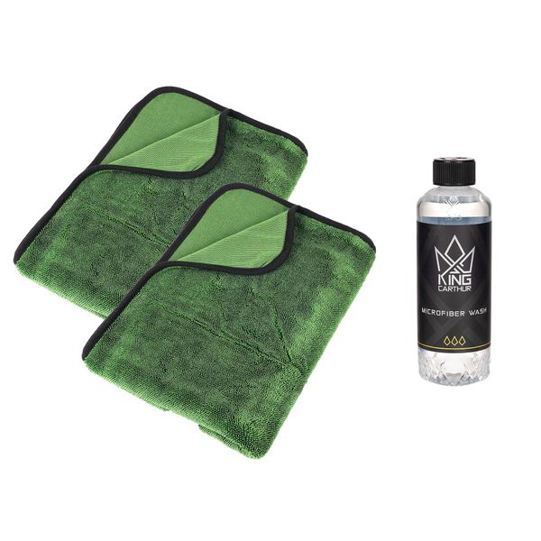 Kuivausliina King Carthur Green Jade - 60x90 cm / 600 g/m² / Mikrokuitu, 2 kpl + Mikrokuituliinojen pesuaine