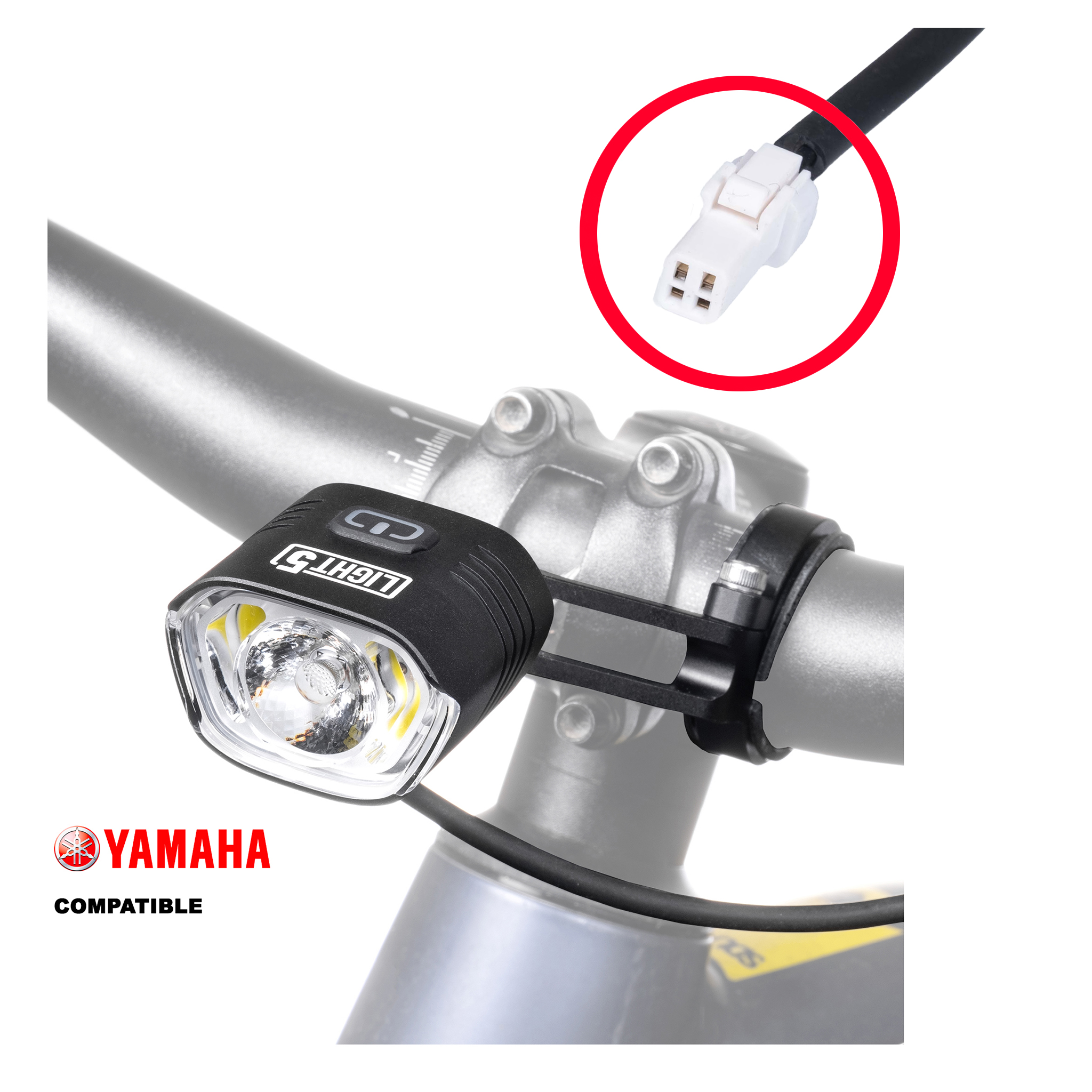 Cykellampa  för elcykel Light5 EB1000, Yamaha, 1000 lm, Endast framlampa (male)