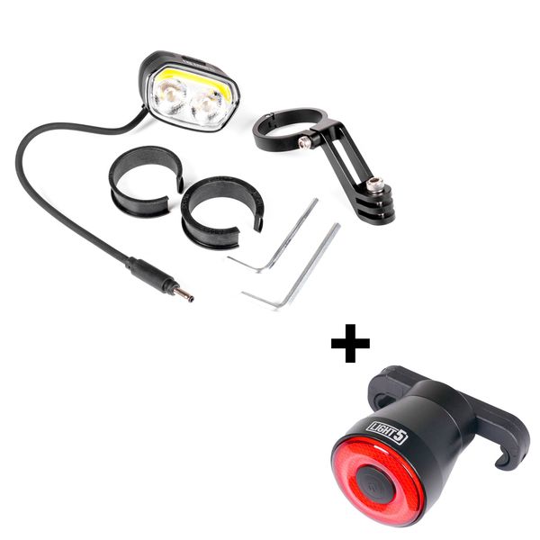 Elsykkellykt Light5 EB2000 - 2000 lm / til Shimano, Front light + Light5 Blib tail light