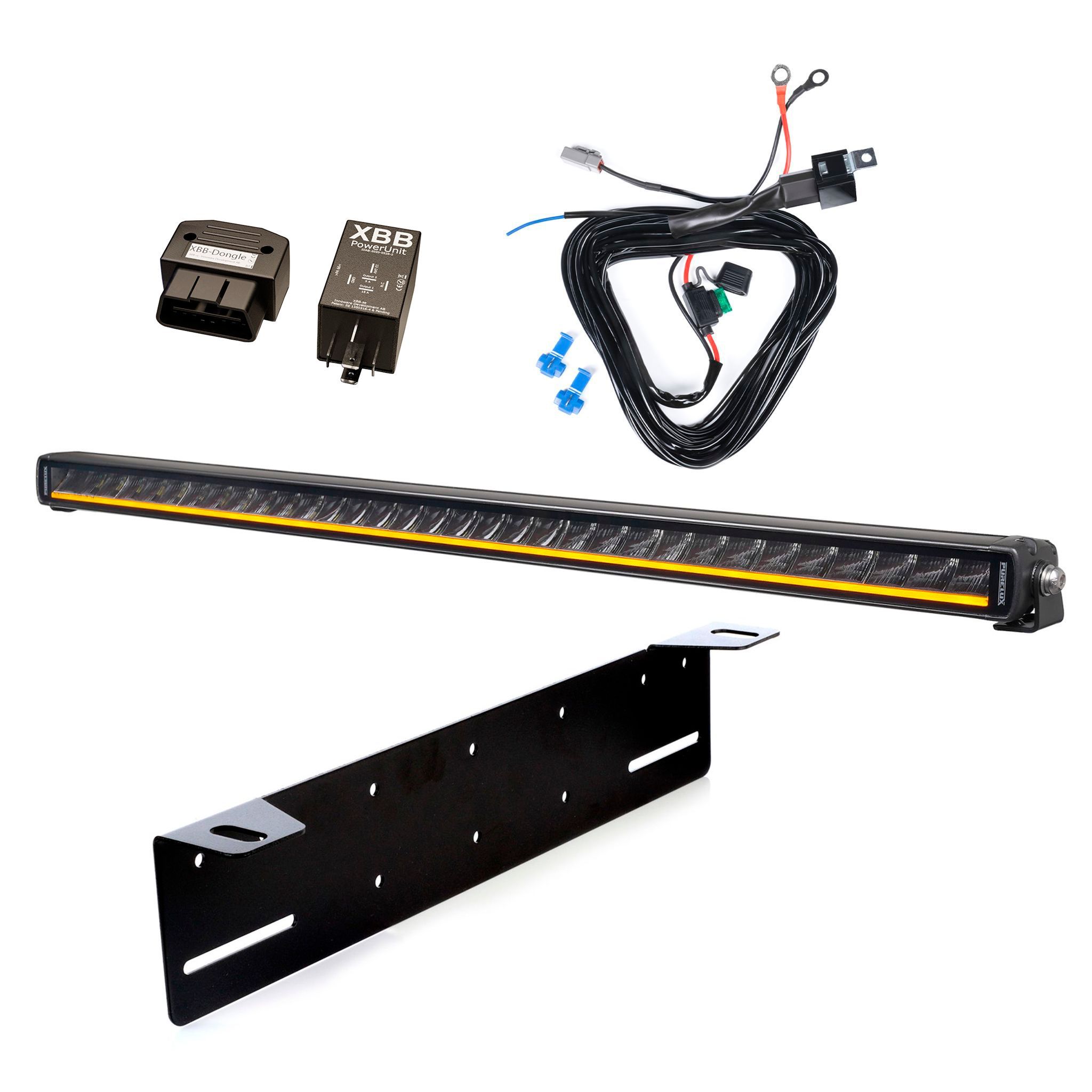 Lisävalo Purelux Black X-Slim S800 Gen3 - Suora / 80 cm / 165W / Ref. 50, 1 kpl - Täydellinen setti + XBB OBD Dongle&PowerUnit -kytkentärele | Alk. 254,90 €