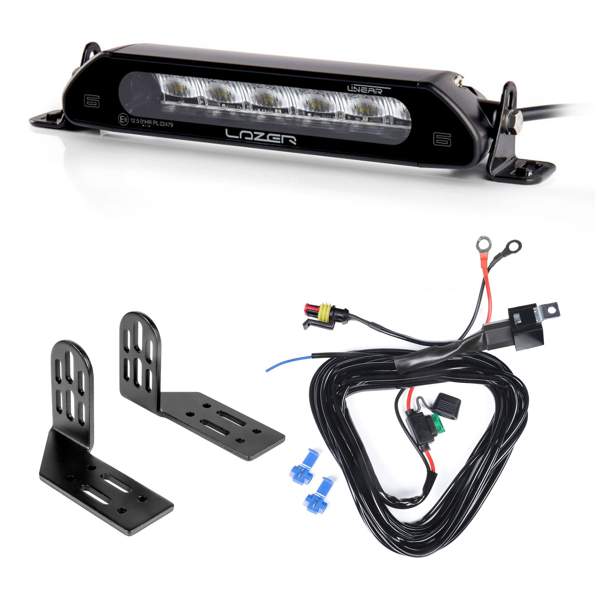 Lisävalo Lazer Linear 6 - Suora / 23 cm / 21W / Ref. 12.5, 1 kpl - Täydellinen setti (Päätykiinnitys)