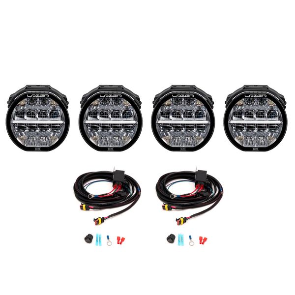 Ekstralys LAZER Sentinel 7 Elite (Omvendt montering) – Rund / 18 cm / 116 W, 4 stk + Relesats