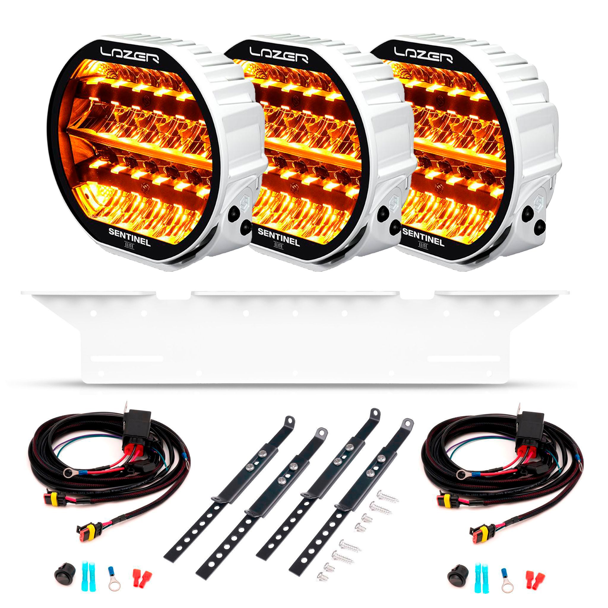 Auxiliary light Lazer Sentinel 9 Elite Gen2 White - Round / 23 cm / 145W / Ref. 20, 3 pcs - Complete set afbeelding