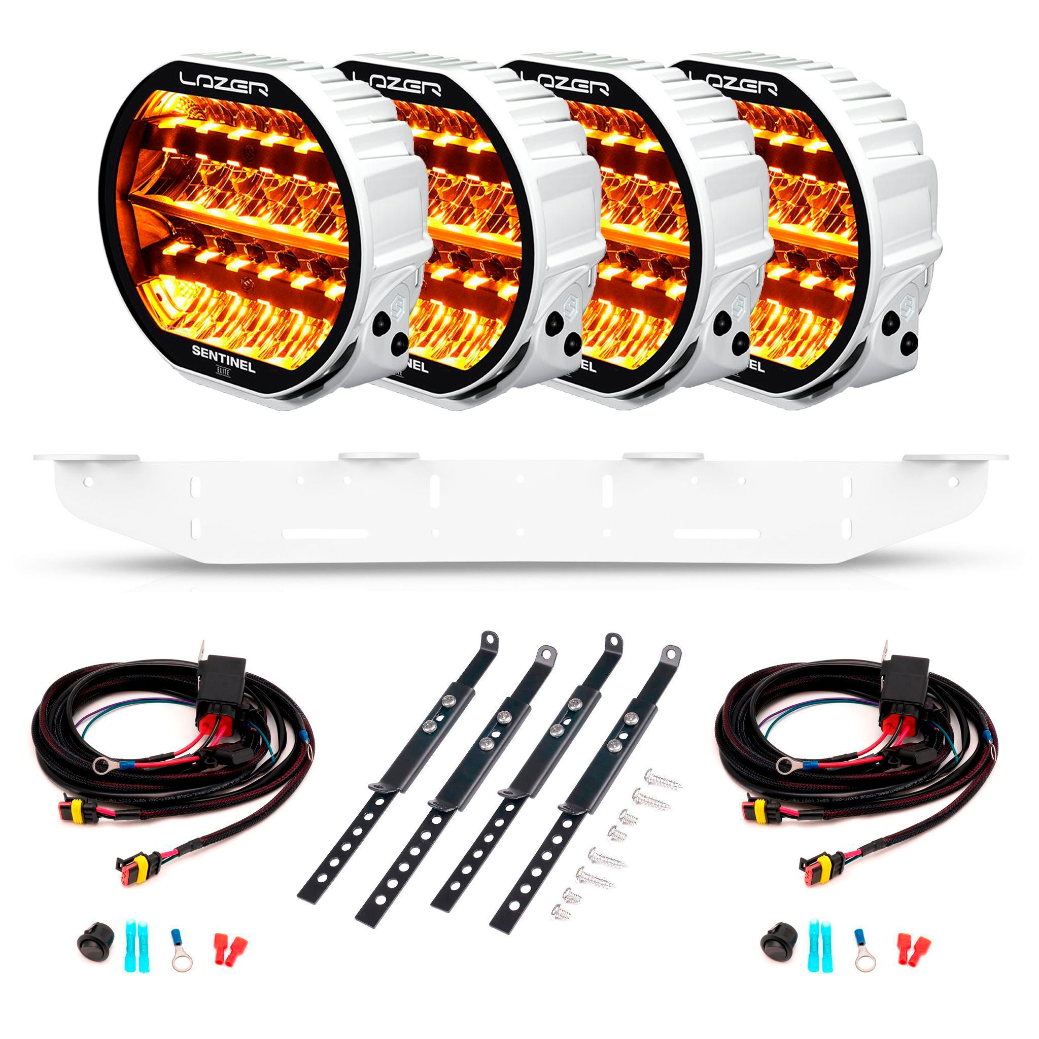 Auxiliary light Lazer Sentinel 9 Elite Gen2 White - Round / 23 cm / 145W / Ref. 20, 4 pcs - Complete set afbeelding