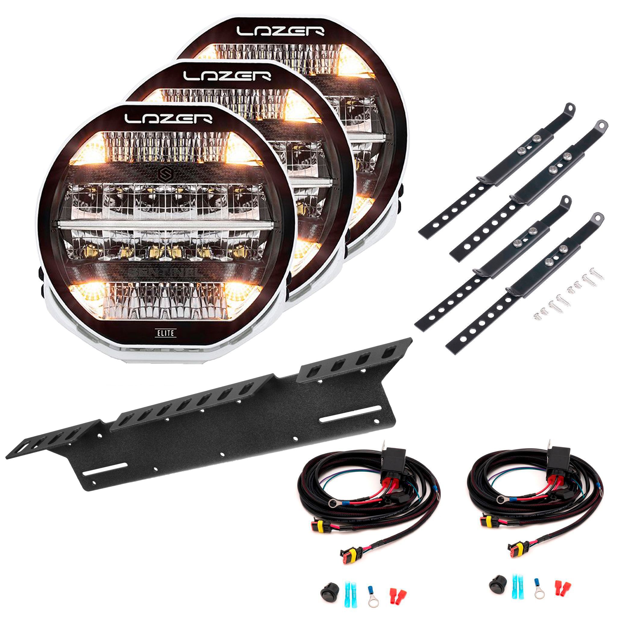 Auxiliary light Lazer Sentinel 9 Elite Parklight White - Round / 23 cm / 145W / Ref. 20, 3 pcs - Complete set afbeelding