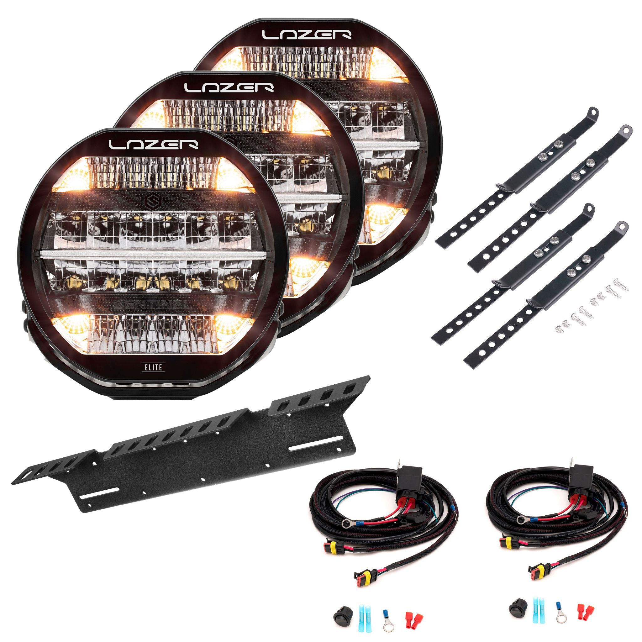 Auxiliary light Lazer Sentinel 9 Elite Parklight - Round / 23 cm / 145 W / Ref. 20, 3 pcs - Complete set afbeelding