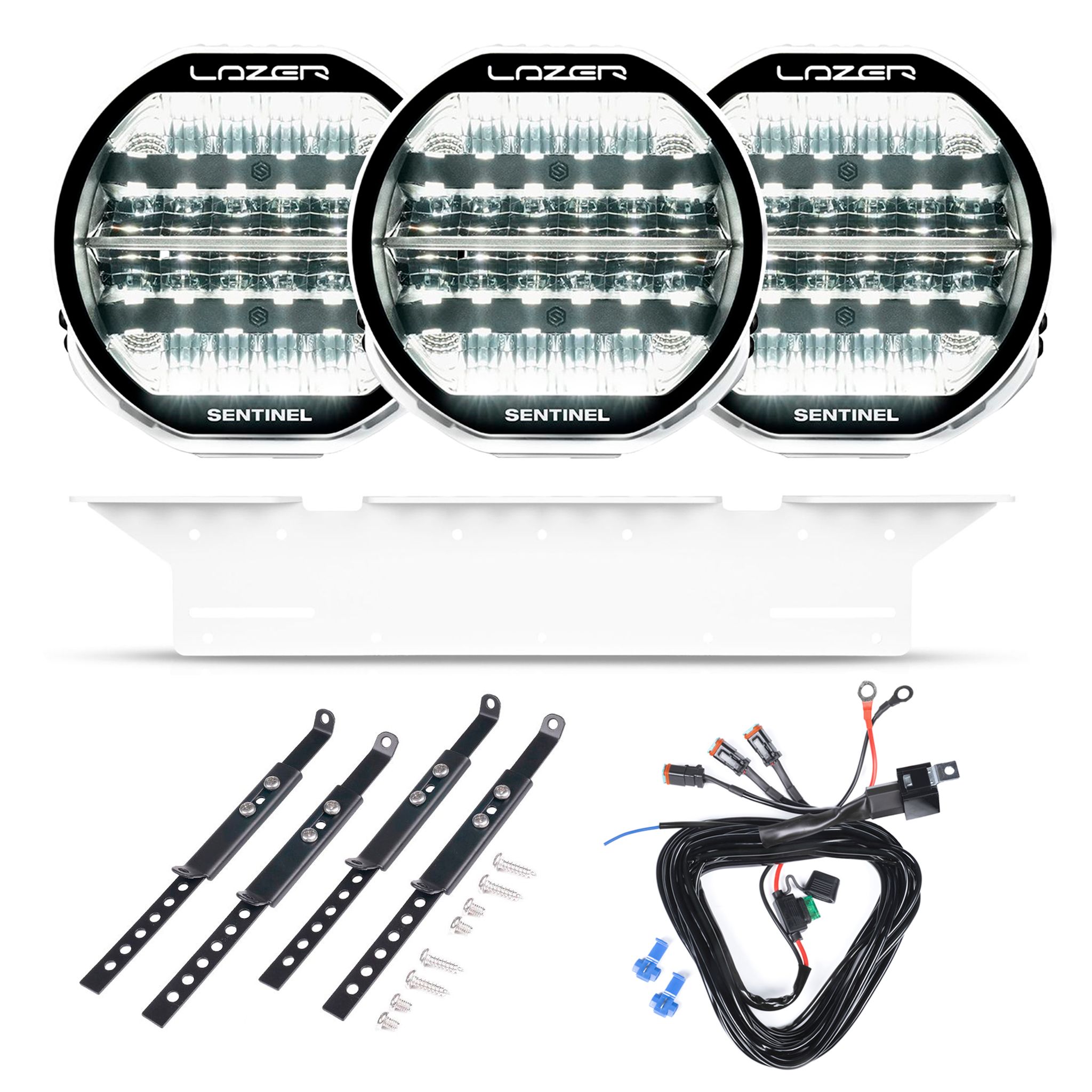 Auxiliary light Lazer Sentinel 9 Highline Beacon White - Round / 23 cm / 130W / Ref. 12.5, 3 pcs - Complete set afbeelding