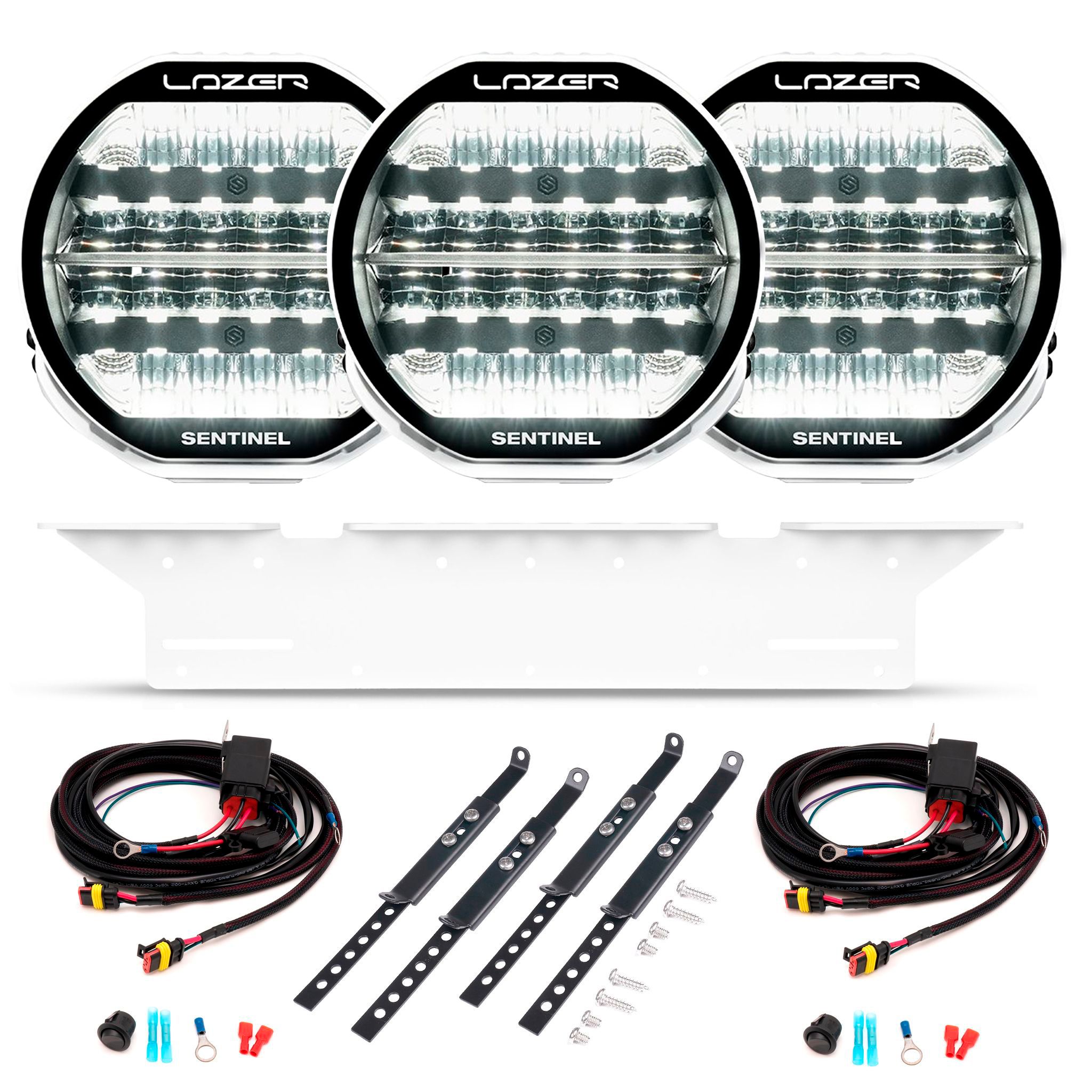Auxiliary light Lazer Sentinel 9 Highline White - Round / 23 cm / 130W / Ref. 12.5, 3 pcs - Complete set afbeelding