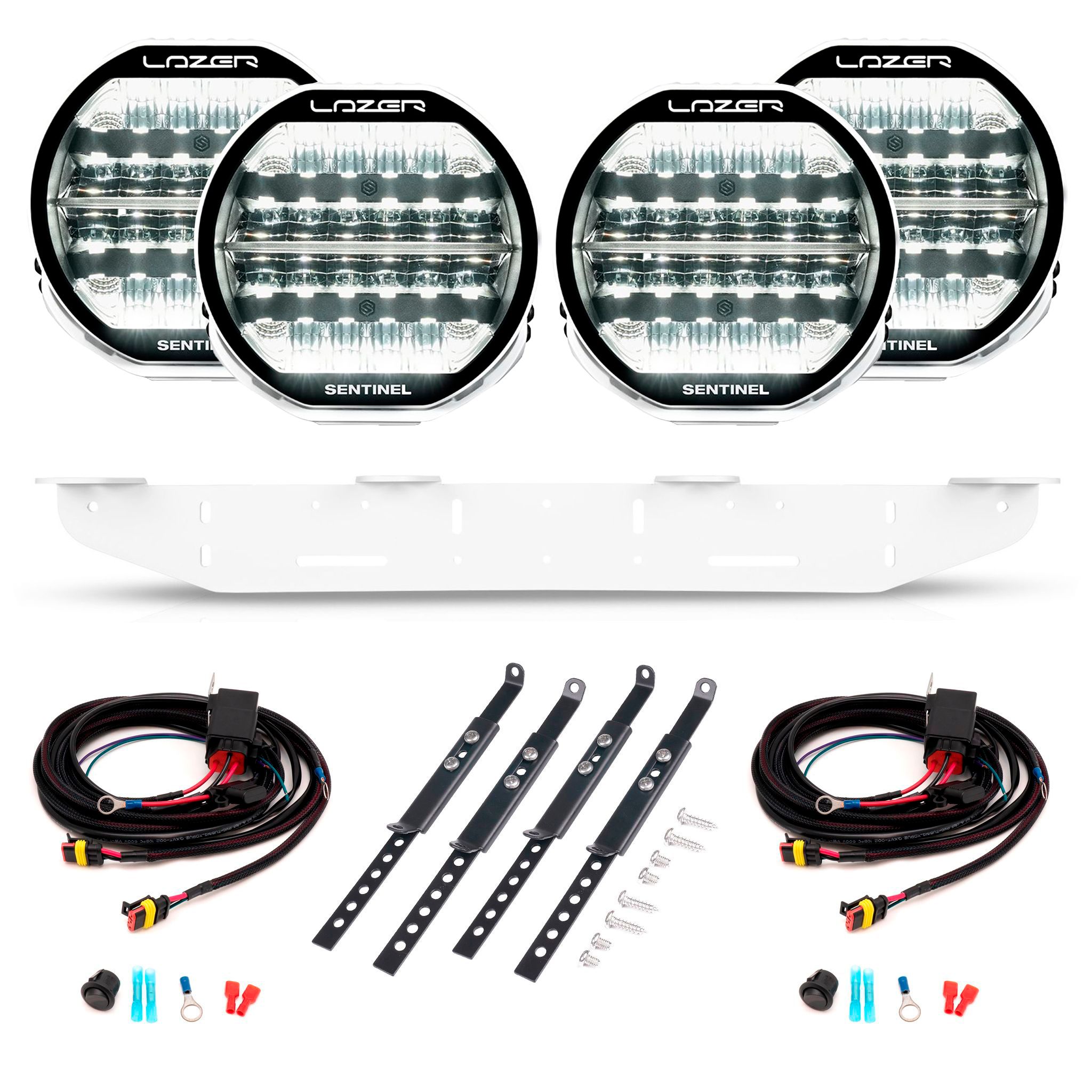 Auxiliary light Lazer Sentinel 9 Highline White - Round / 23 cm / 130W / Ref. 12.5, 4 pcs - Complete set afbeelding