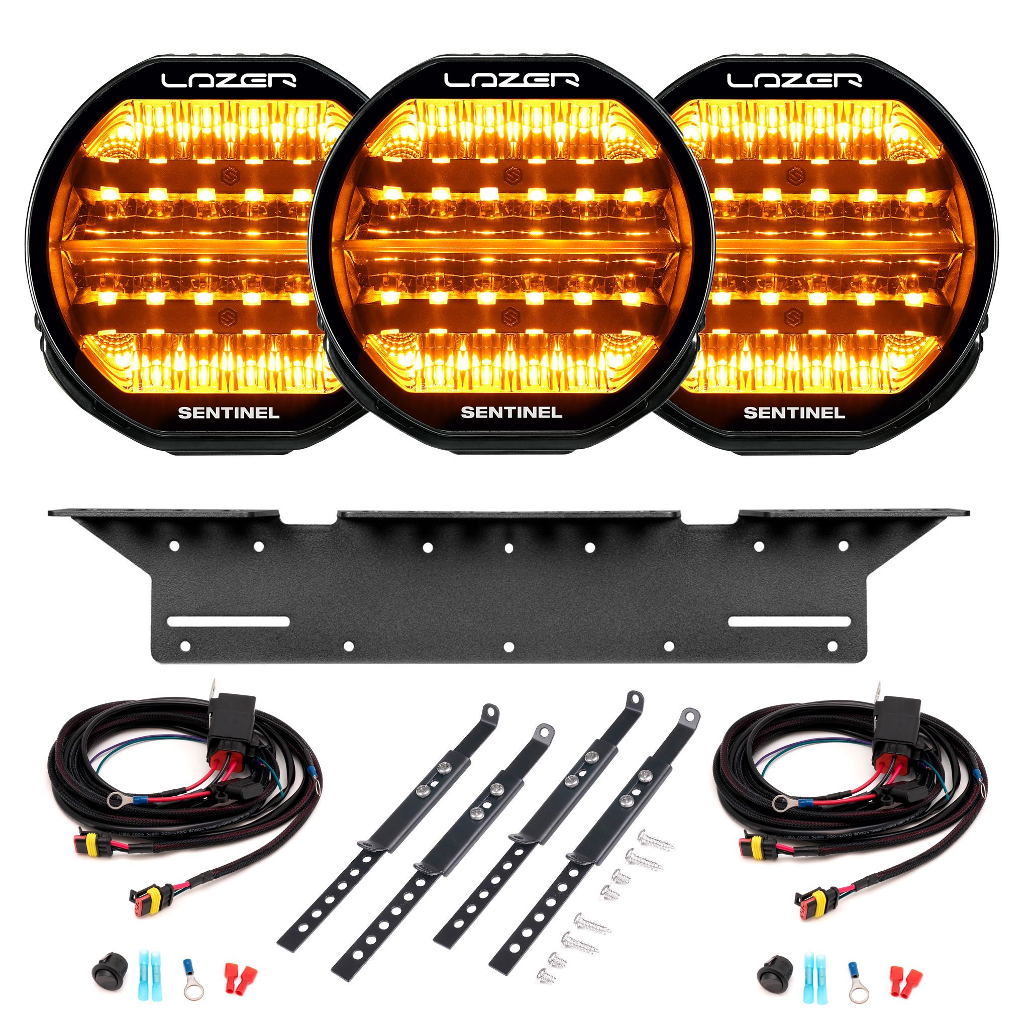 Auxiliary light Lazer Sentinel 9 Highline - Round / 23 cm / 130W / Ref. 12.5, 3 pcs - Complete set afbeelding