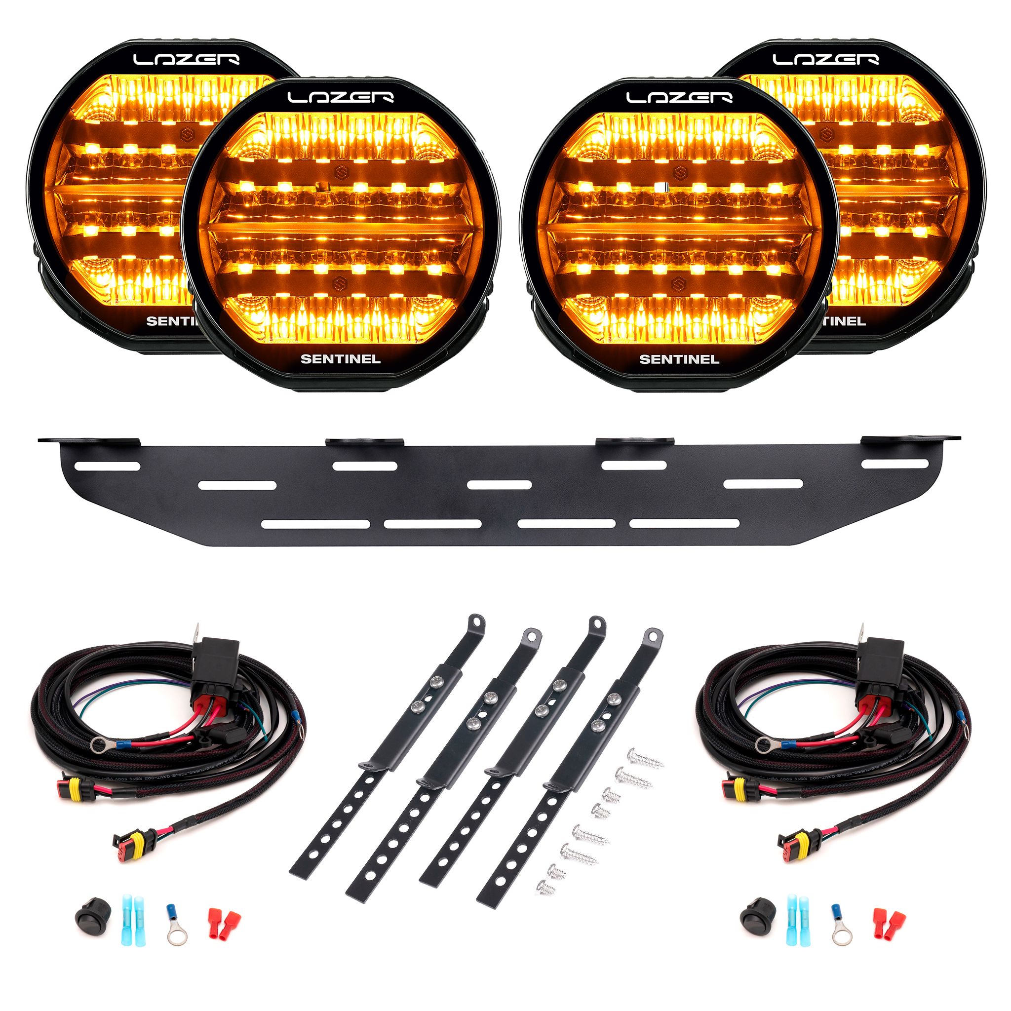 Auxiliary light Lazer Sentinel 9 Highline - Round / 23 cm / 130W / Ref. 12.5, 4 pcs - Complete set afbeelding