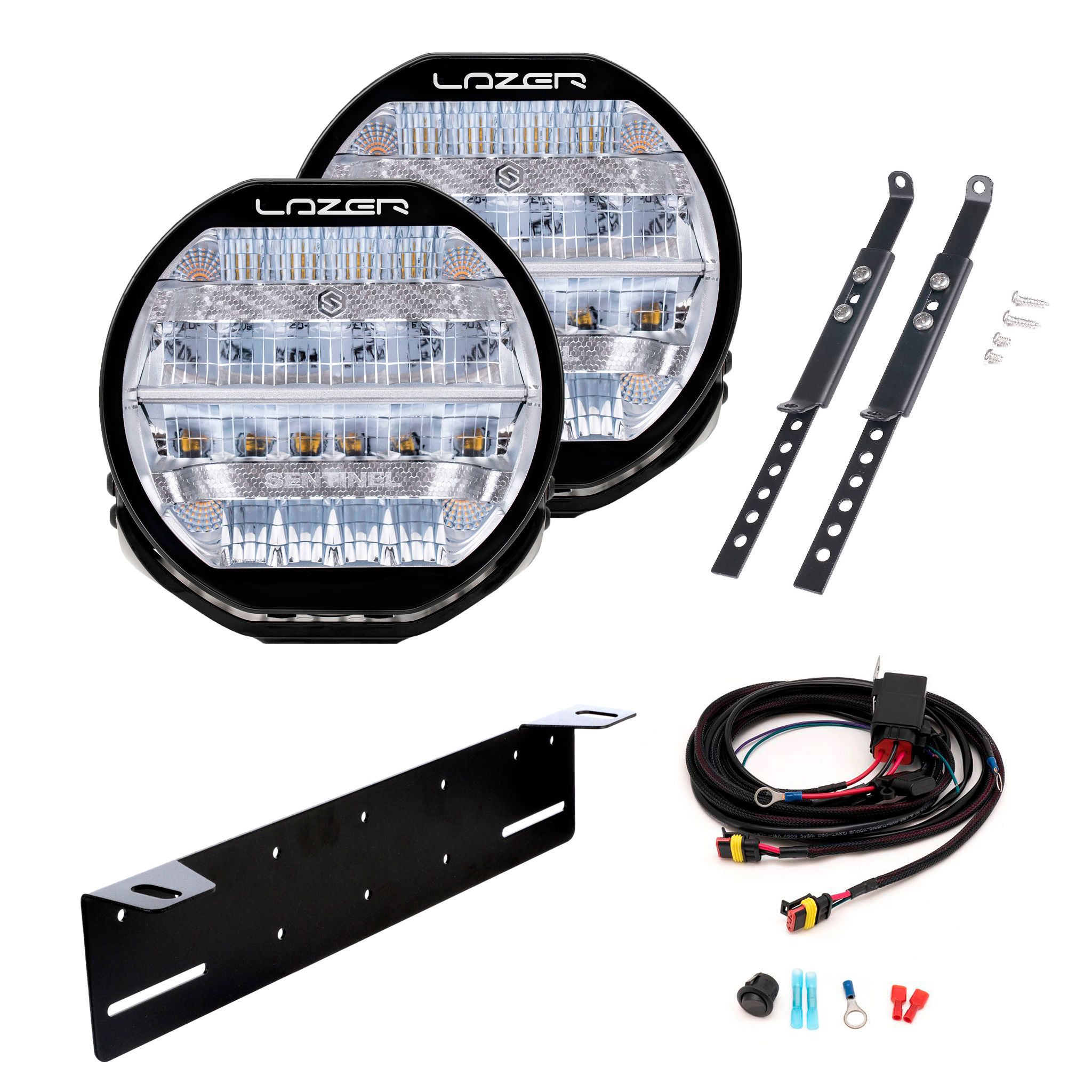 Auxiliary light Lazer Sentinel 9 Standard Chrome - Round / 23 cm / 87 W, 2 pcs - Complete package afbeelding