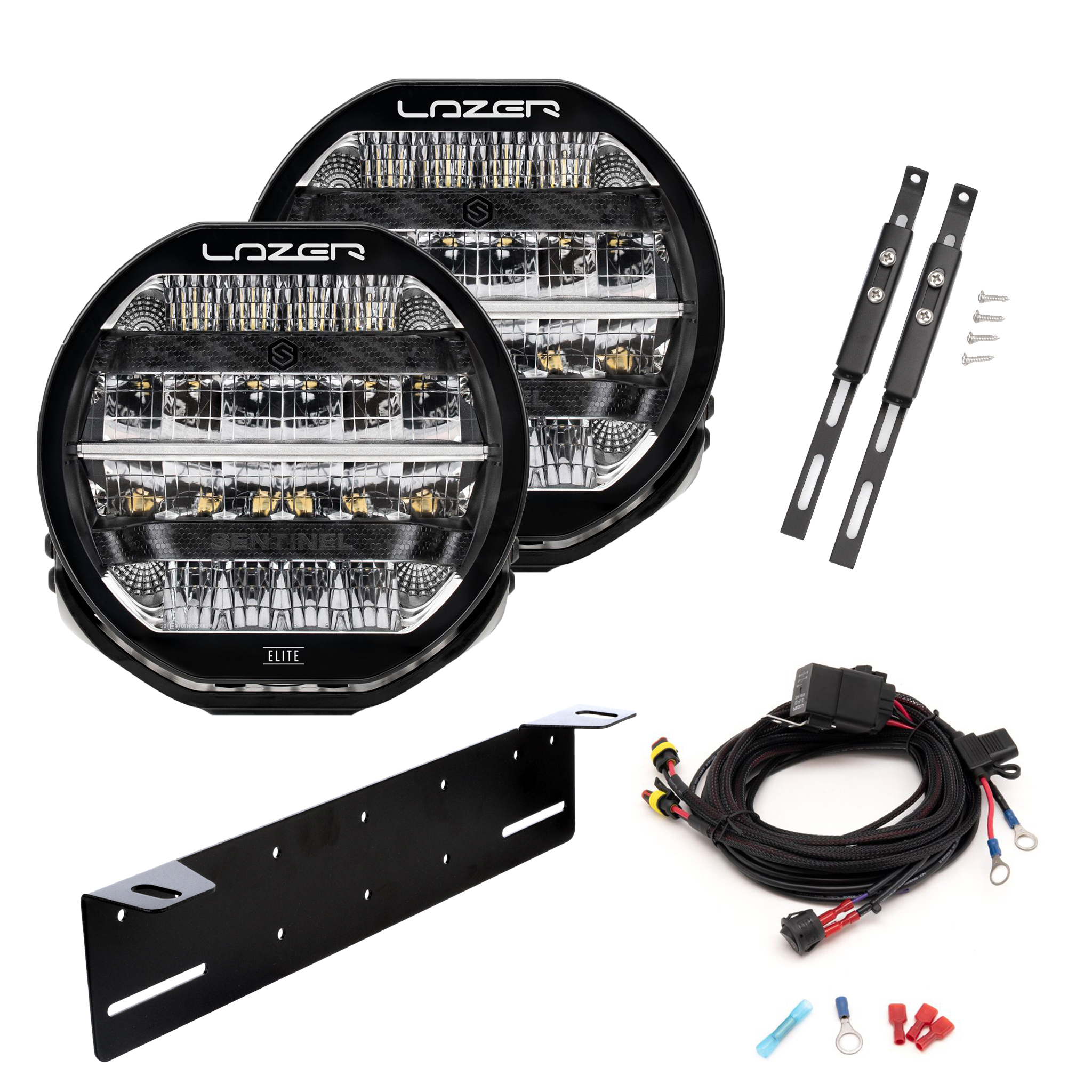 Extraljus Lazer Sentinel Elite - Rund / 23 cm / 145 W , 2 st - Komplett paket
