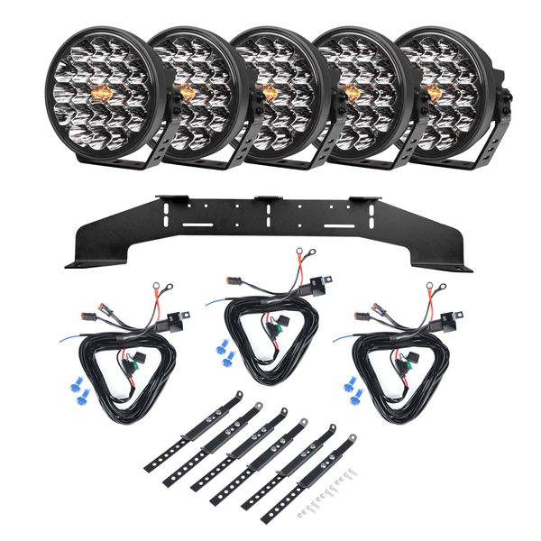 Extraljus PURELUX 770 DRL - Rund / 18 cm / 130W, 5 st - Komplett paket (WRC)