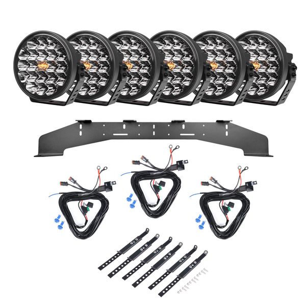 Extraljus PURELUX 770 DRL - Rund / 18 cm / 130W, 6 st - Komplett paket (WRC)