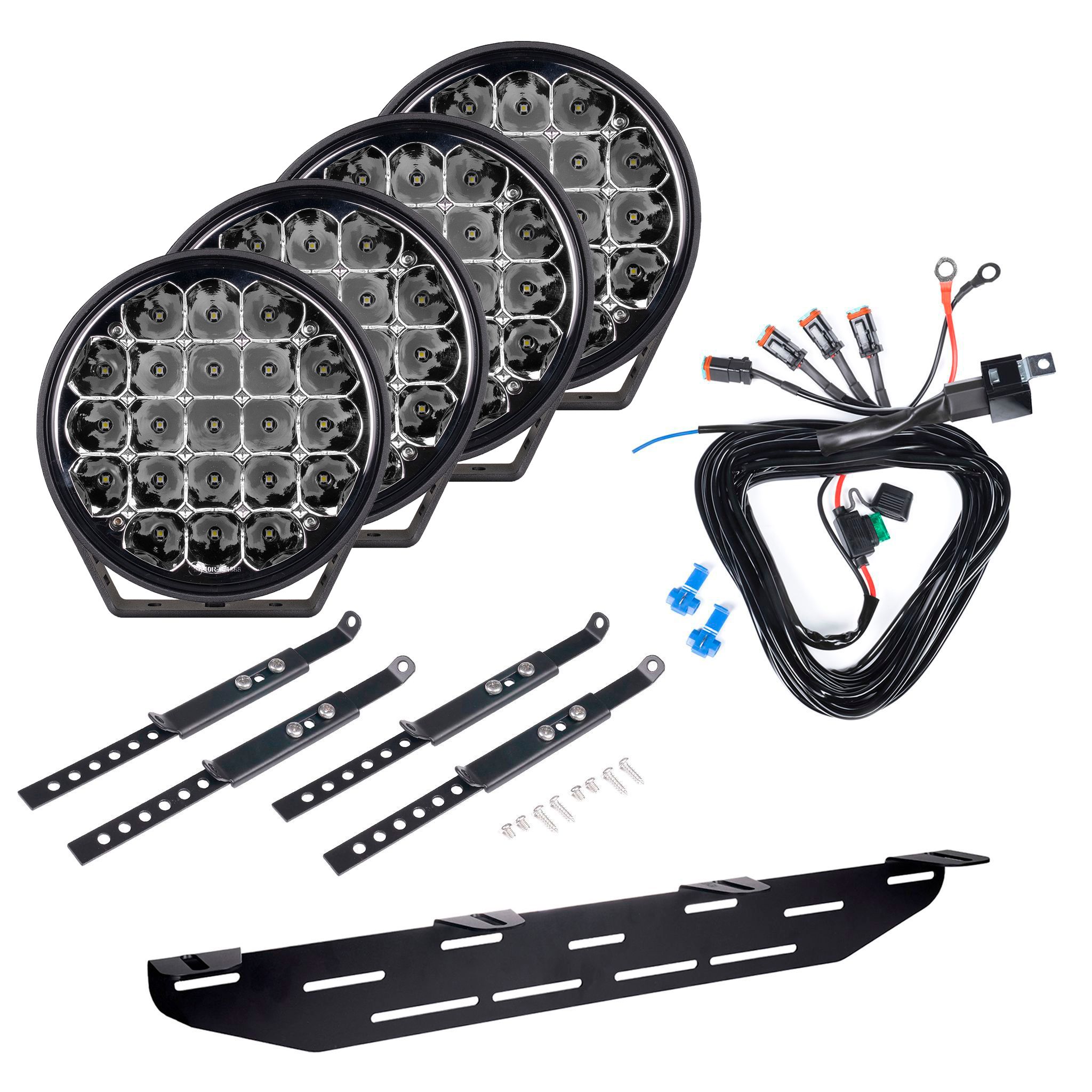 Lisävalo Purelux 770 Gen2 - Pyöreä / 18 cm / 130W / Off-Road, 4 kpl - Täydellinen setti